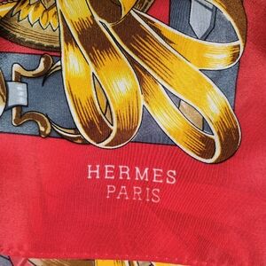 Hermès Paris Red and Gold Scarf